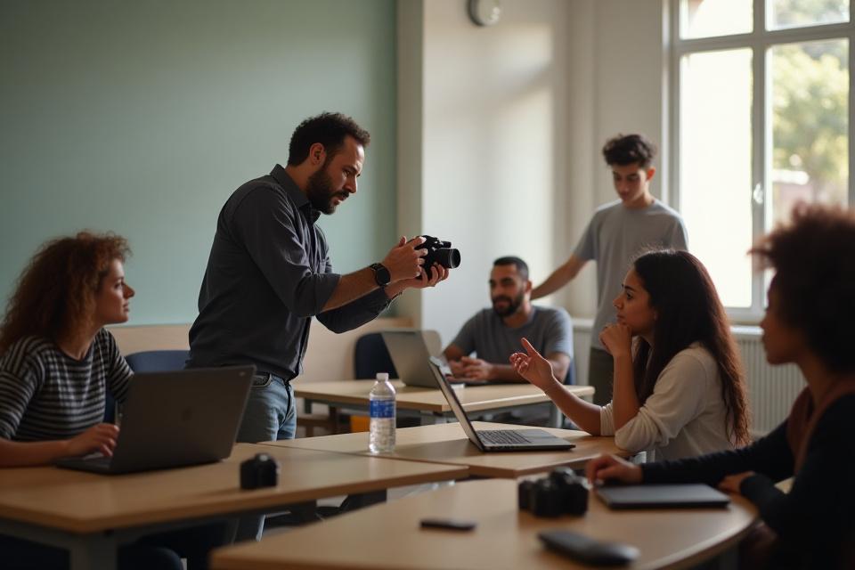 Educador enseñando fotografía digital