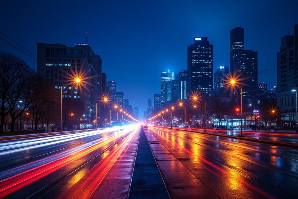 Fotografía nocturna de ciudad con luces